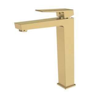 INTER CERAMIC TALL BASIN FLUID ELINOR BRASS BRUSH GOLD